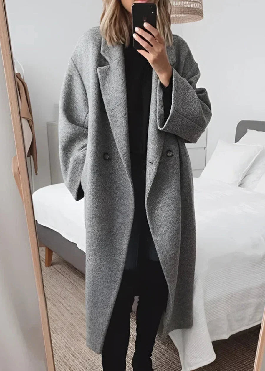 Modischer Damenmantel im Oversize-Stil mit markantem Revers – J&B - 4 - Annoboutique