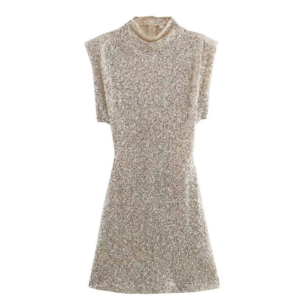 Isabella – Elegantes Damen Paillettenkleid mit markanter Schulterpartie