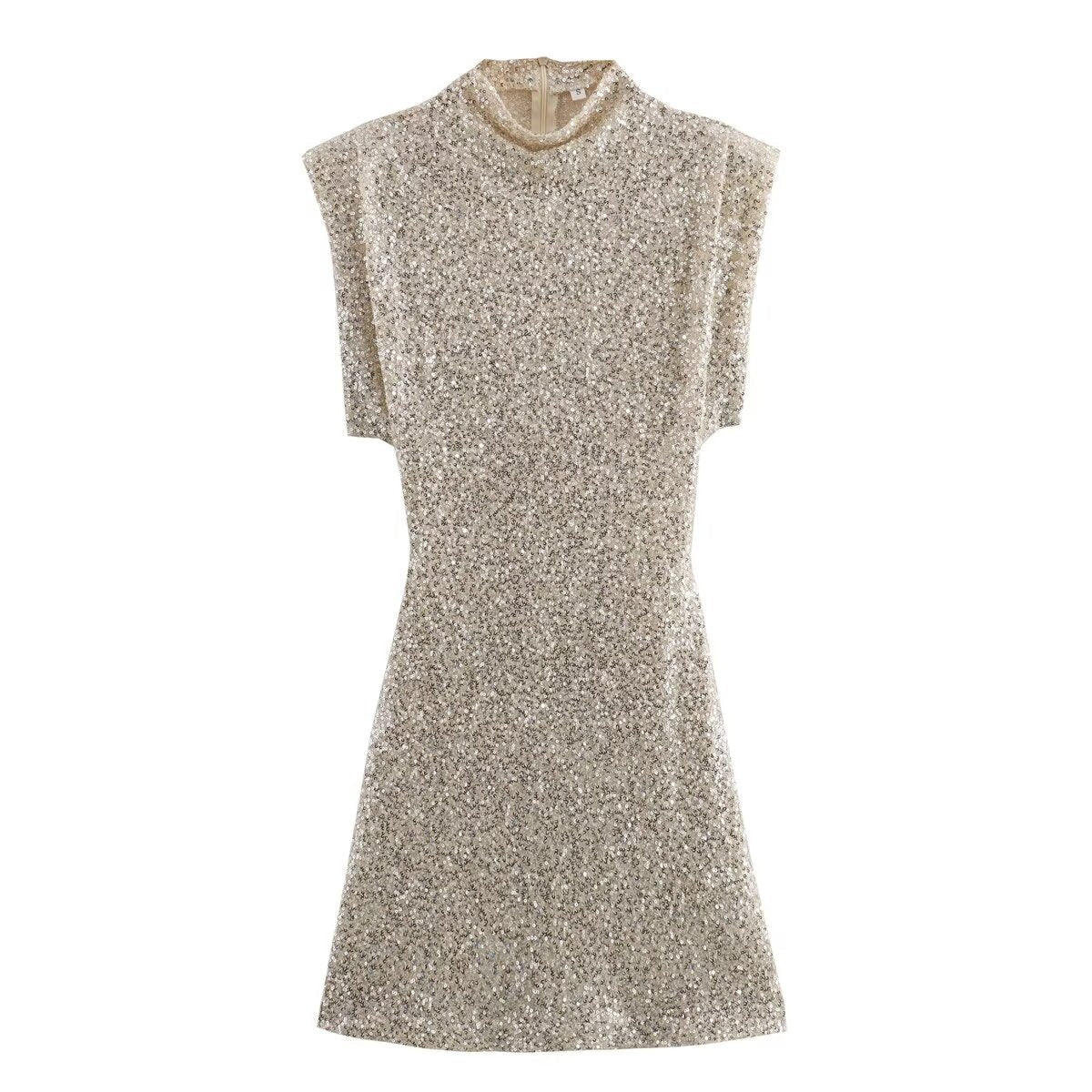 Isabella – Elegantes Damen Paillettenkleid mit markanter Schulterpartie