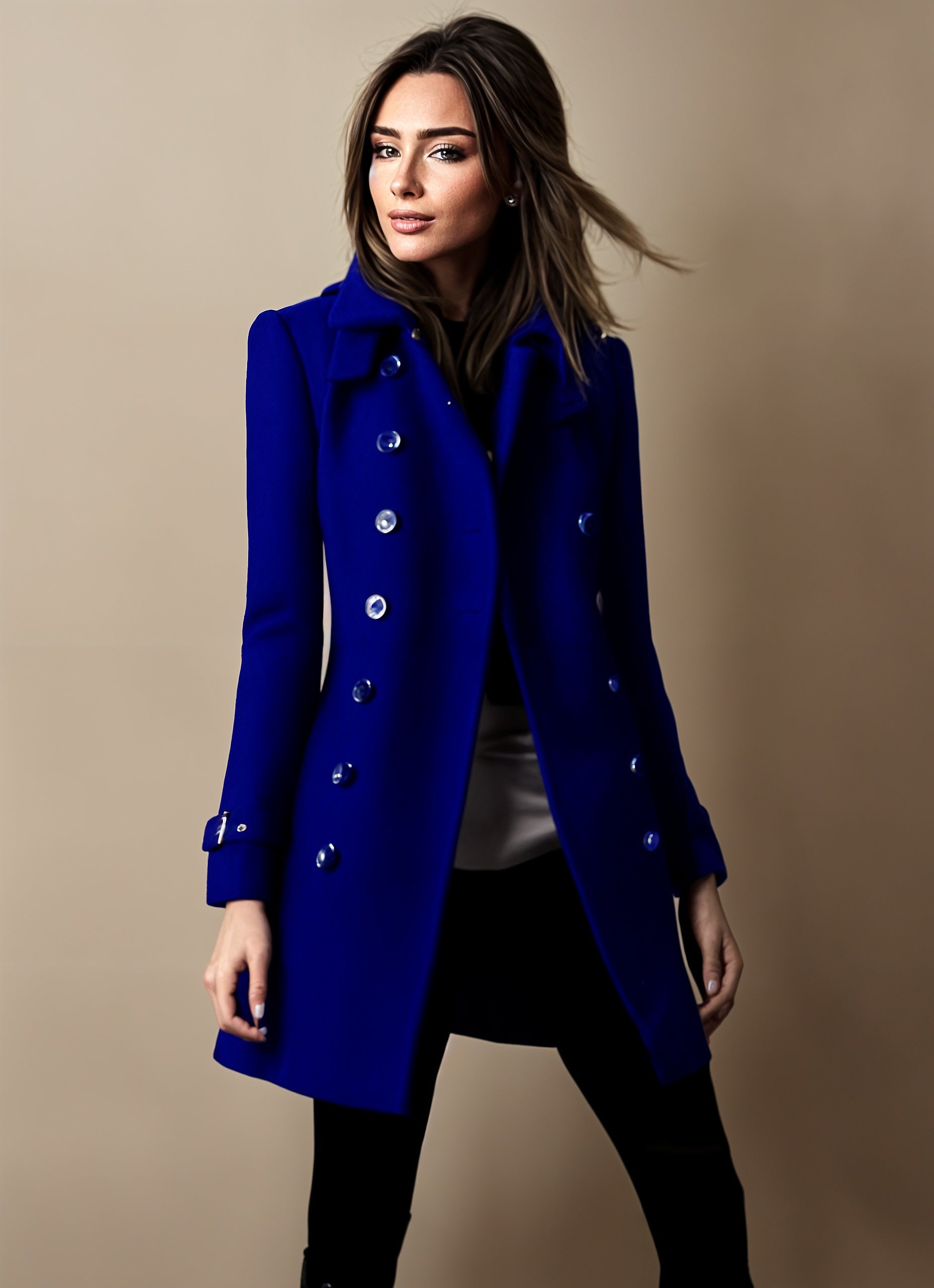 Sofia – Eleganter Damen-Mantel im taillierten Military-Stil