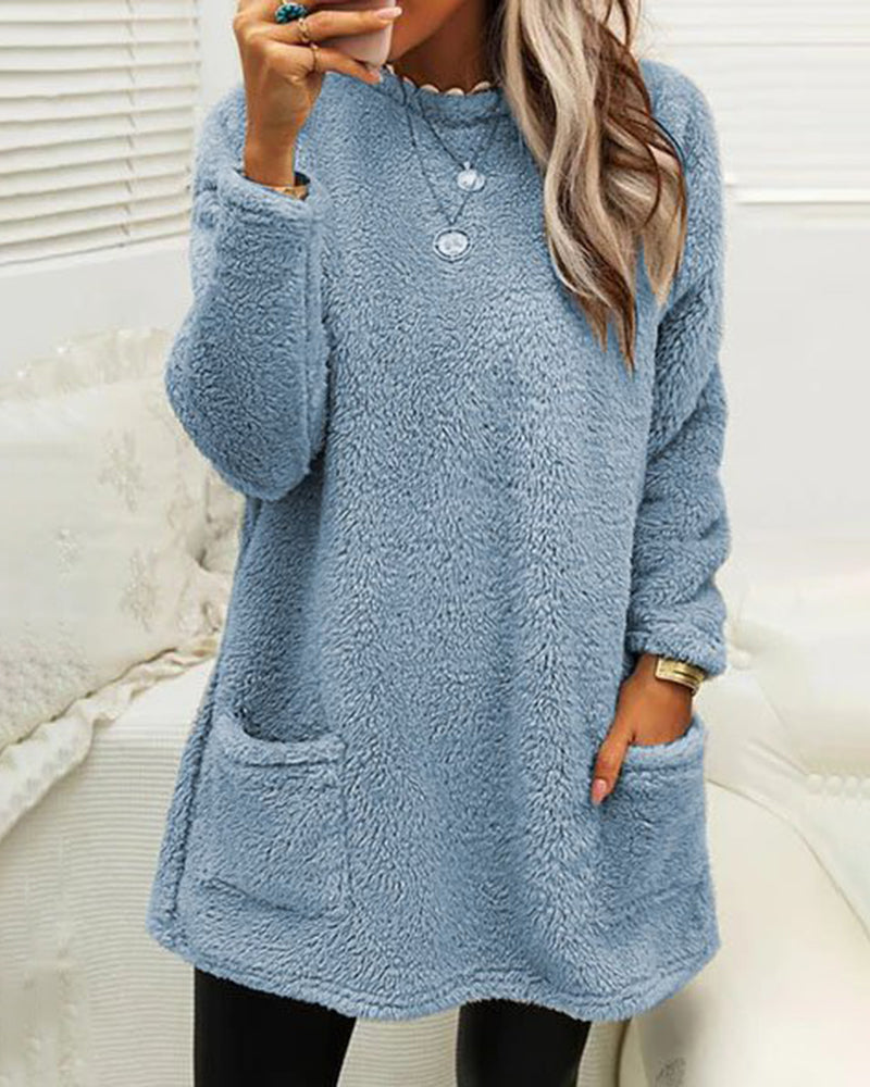 Sofia-Lou - Damenpullover mit Taschen und Rundhalsausschnitt