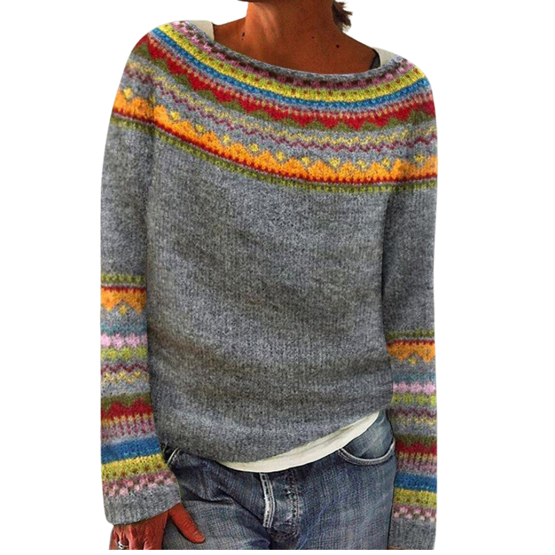 Freya – Gemusterter Damen Kaschmir-Strickpullover