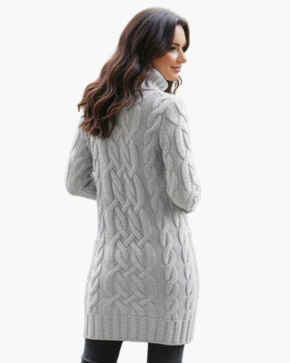 Clara – Cable Knit Turtleneck Sweater Dress Womenswear