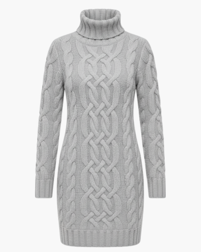Clara – Cable Knit Turtleneck Sweater Dress Womenswear