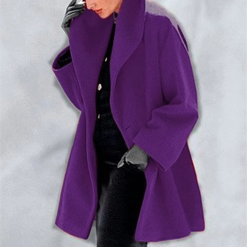 Vivienne – Damen Wolle Wintermantel  mit weitem Reverskragen