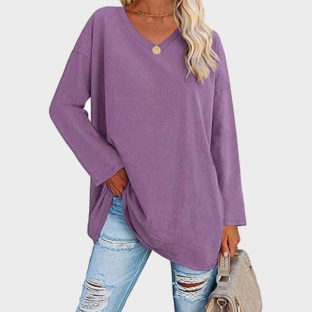 Mira – Damen Longshirt mit V-Ausschnitt