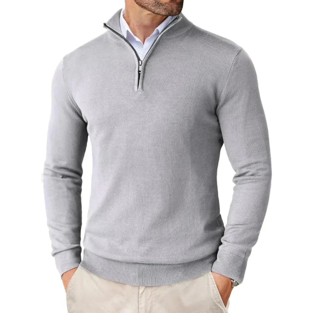 Adrian – Herren Pullover mit Reißverschluss Stehkragen