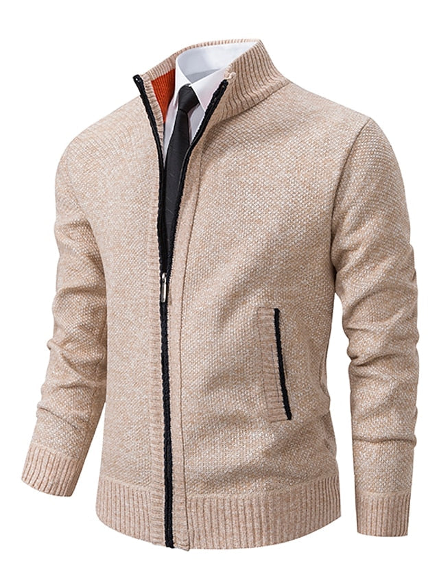 Pullover Herren mit Reißverschluss und Stehkragen in Schwarz - 4 - Annoboutique