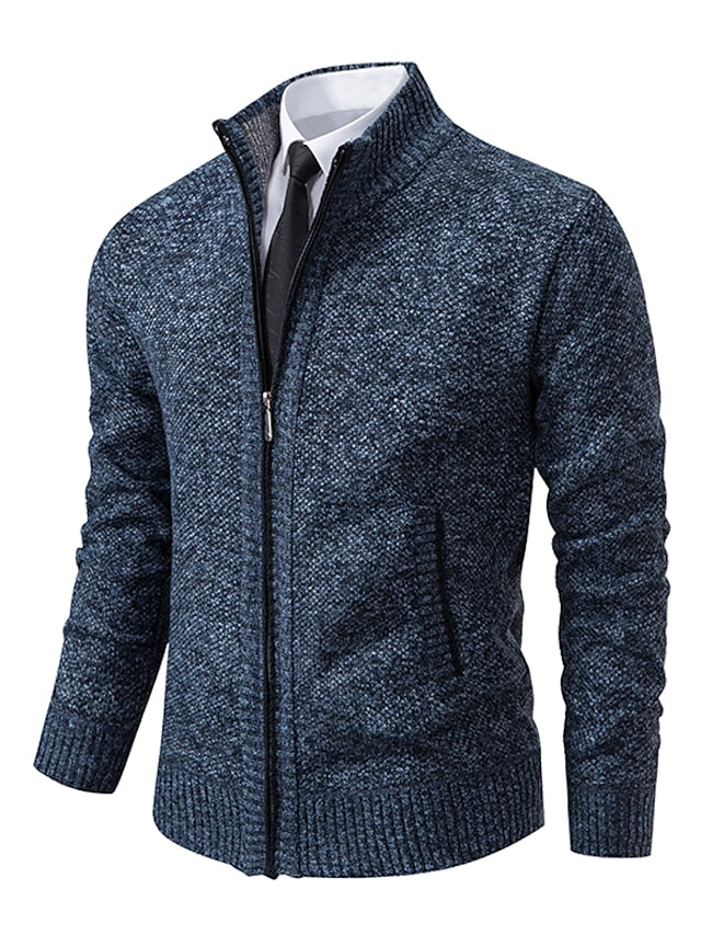 Pullover Herren mit Reißverschluss und Stehkragen in Schwarz - 1 - Annoboutique