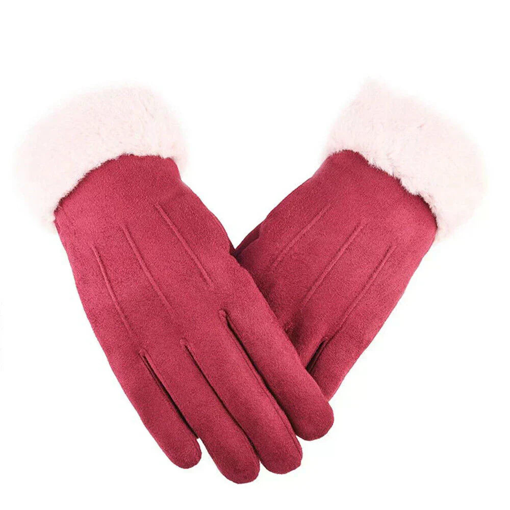 Lucia – Wildleder-Handschuhe mit Kunstfellfutter für Damen