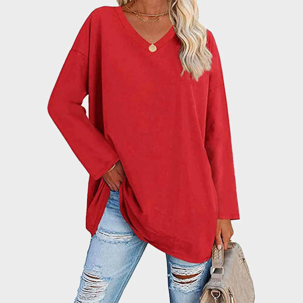 Mira – Damen Longshirt mit V-Ausschnitt