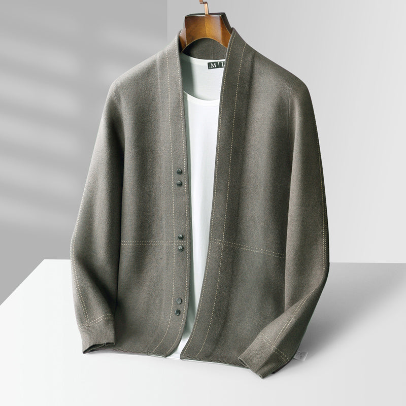 Sergio – Moderner strukturierter Herren Cardigan mit offener Front