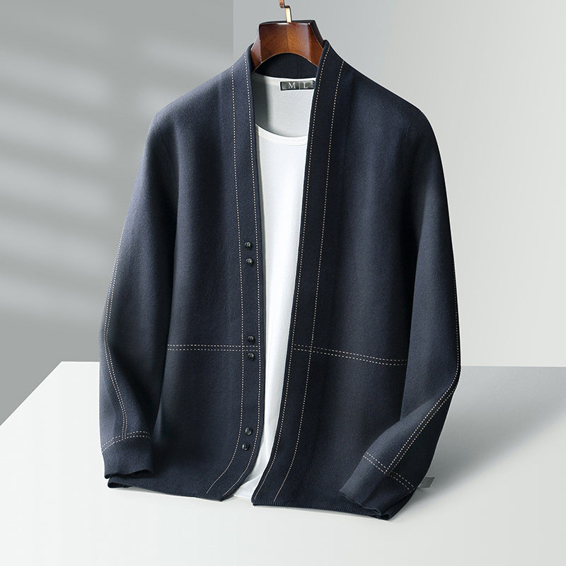 Sergio – Moderner strukturierter Herren Cardigan mit offener Front