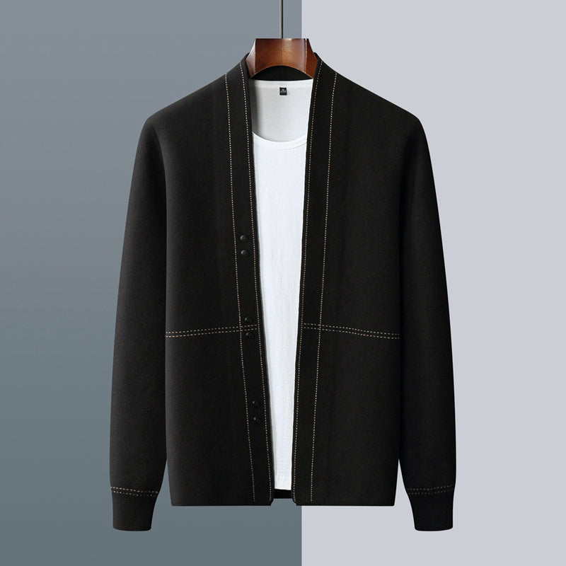 Sergio – Moderner strukturierter Herren Cardigan mit offener Front