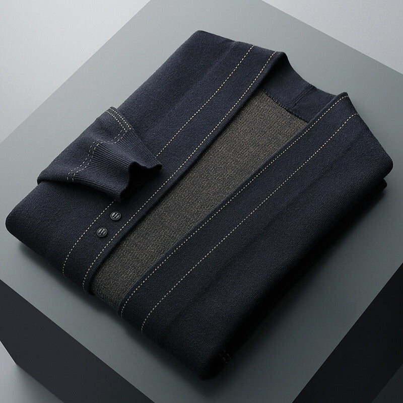 Sergio – Moderner strukturierter Herren Cardigan mit offener Front