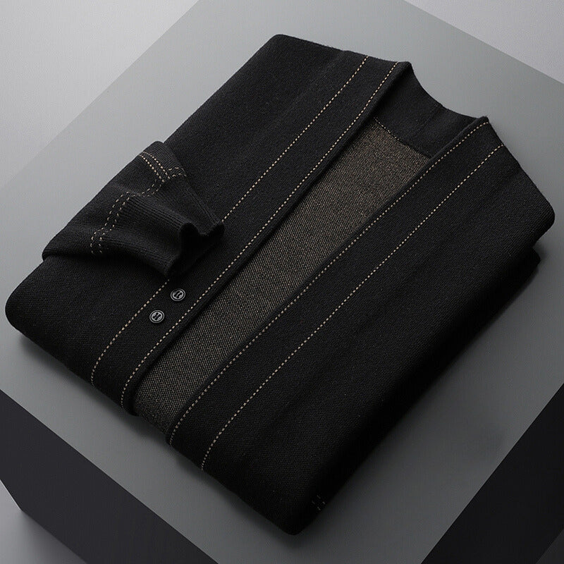 Sergio – Moderner strukturierter Herren Cardigan mit offener Front