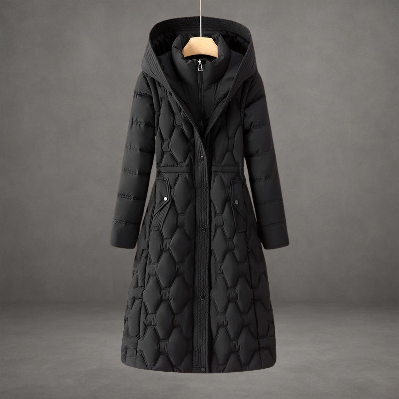 Claudia – Elegant gesteppter Damen Wintermantel mit Kapuze