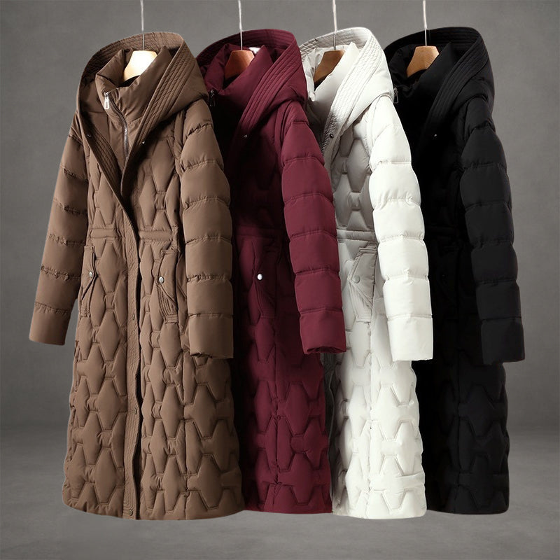 Claudia – Elegant gesteppter Damen Wintermantel mit Kapuze