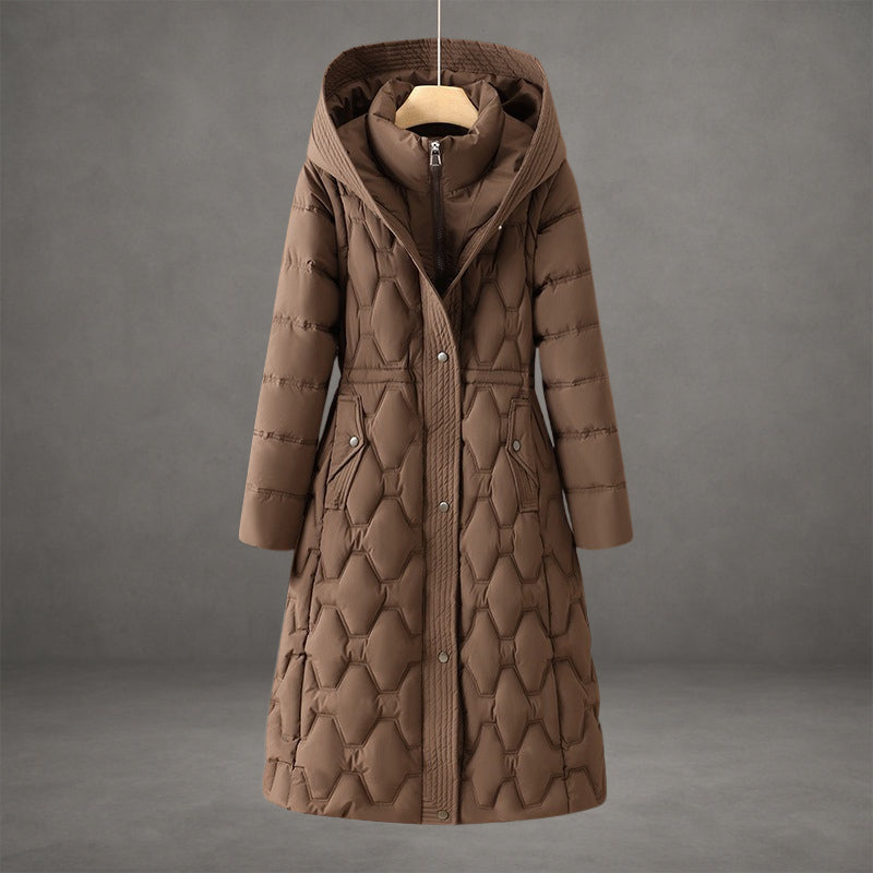 Claudia – Elegant gesteppter Damen Wintermantel mit Kapuze