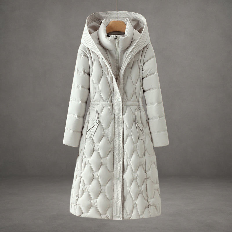 Claudia – Elegant gesteppter Damen Wintermantel mit Kapuze