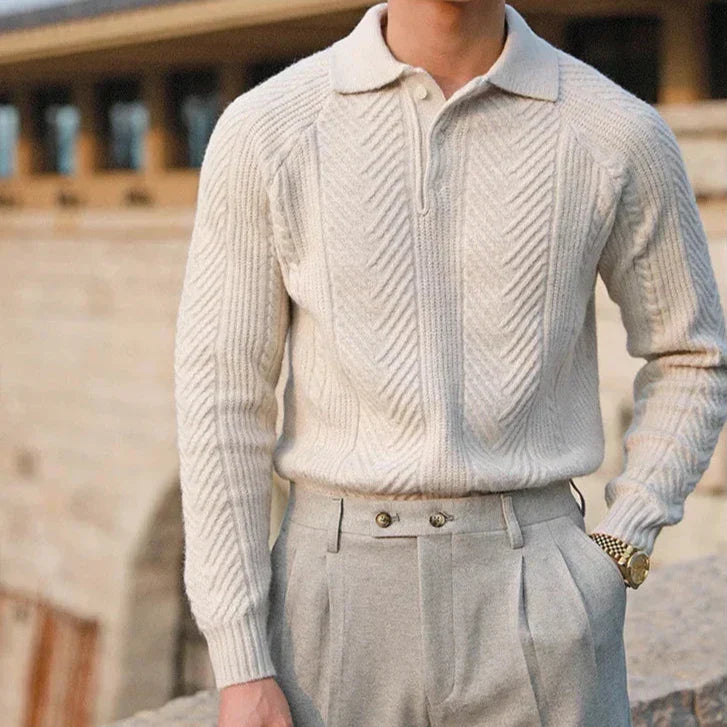 Javier – Eleganter Kaschmir Herren Strickpullover mit Polokragen