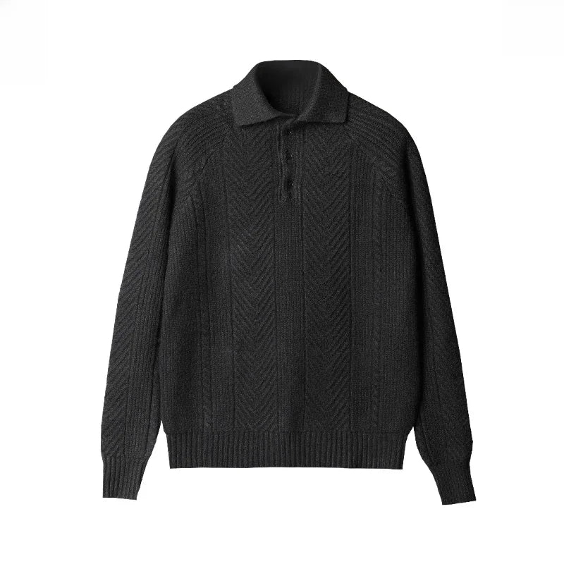 Javier – Eleganter Kaschmir Herren Strickpullover mit Polokragen