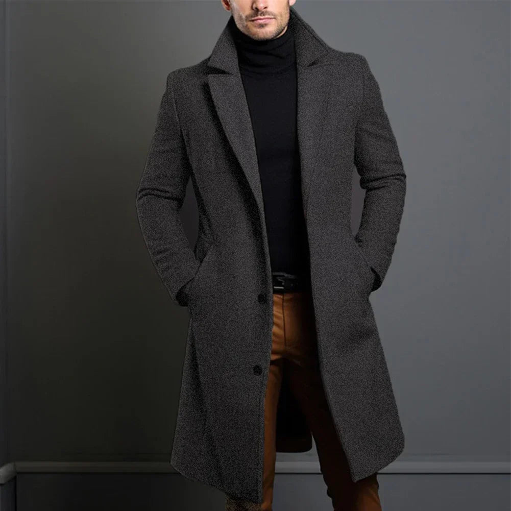 Leon - Herren Wollmantel mit Reverskragen und Knopfleiste Winter