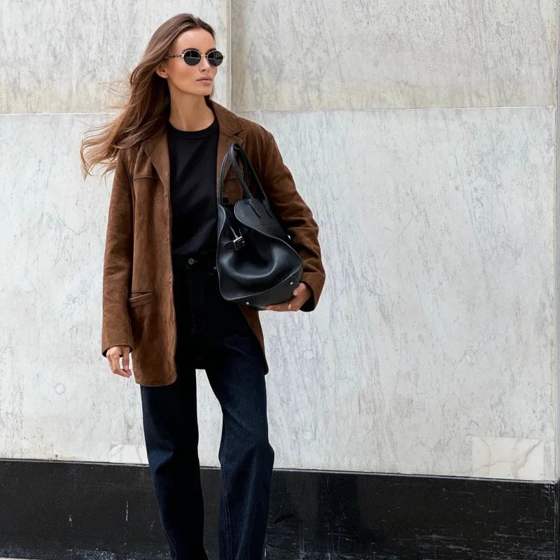 Verena – Damen Blazer Samt Look mit Reverskragen
