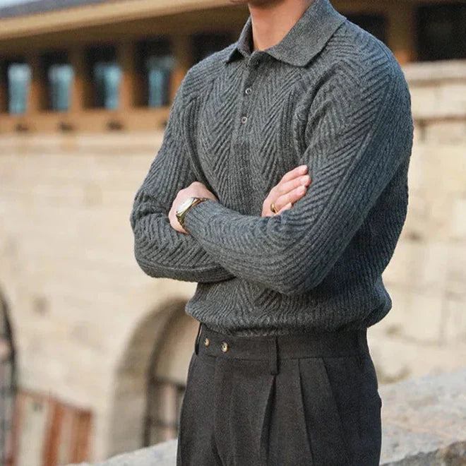 Javier – Eleganter Kaschmir Herren Strickpullover mit Polokragen