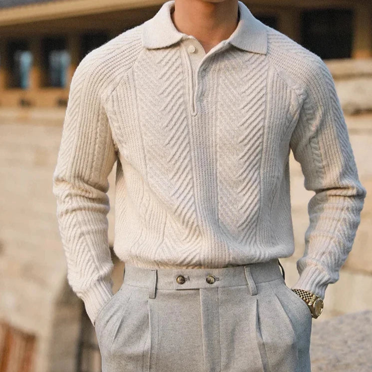 Javier – Eleganter Kaschmir Herren Strickpullover mit Polokragen