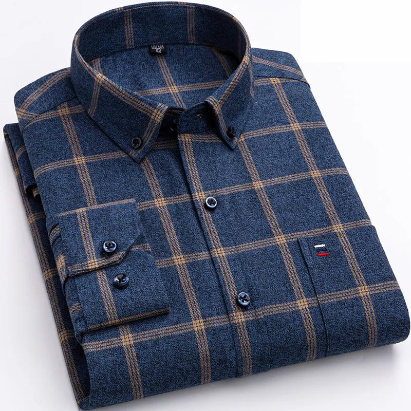 James – Kariertes Langarmhemd mit Button-Down-Kragen Herren
