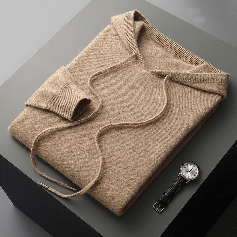Leonardo - Herren Strick Hoodie mit Kordelzug und Rippbündchen