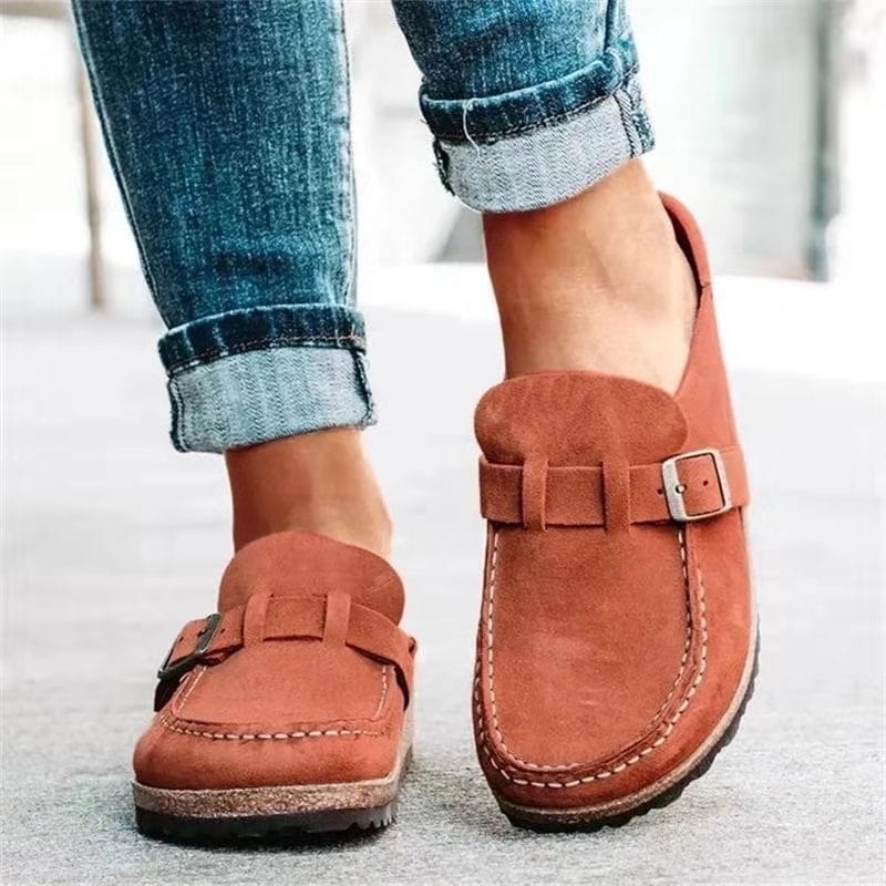 Anja – Retro Suede Mules Shoes - Image 1