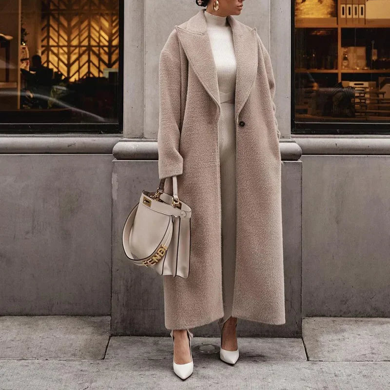 Elwira – Eleganter Maxi-Wollmantel mit weiter Silhouette für Damen