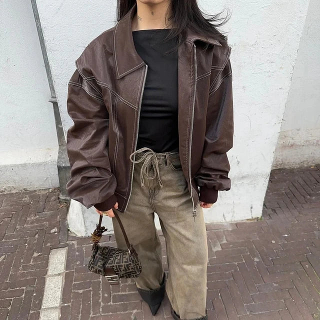 Leona – Oversize Baumwolle Damenjacke mit weitem Schnitt