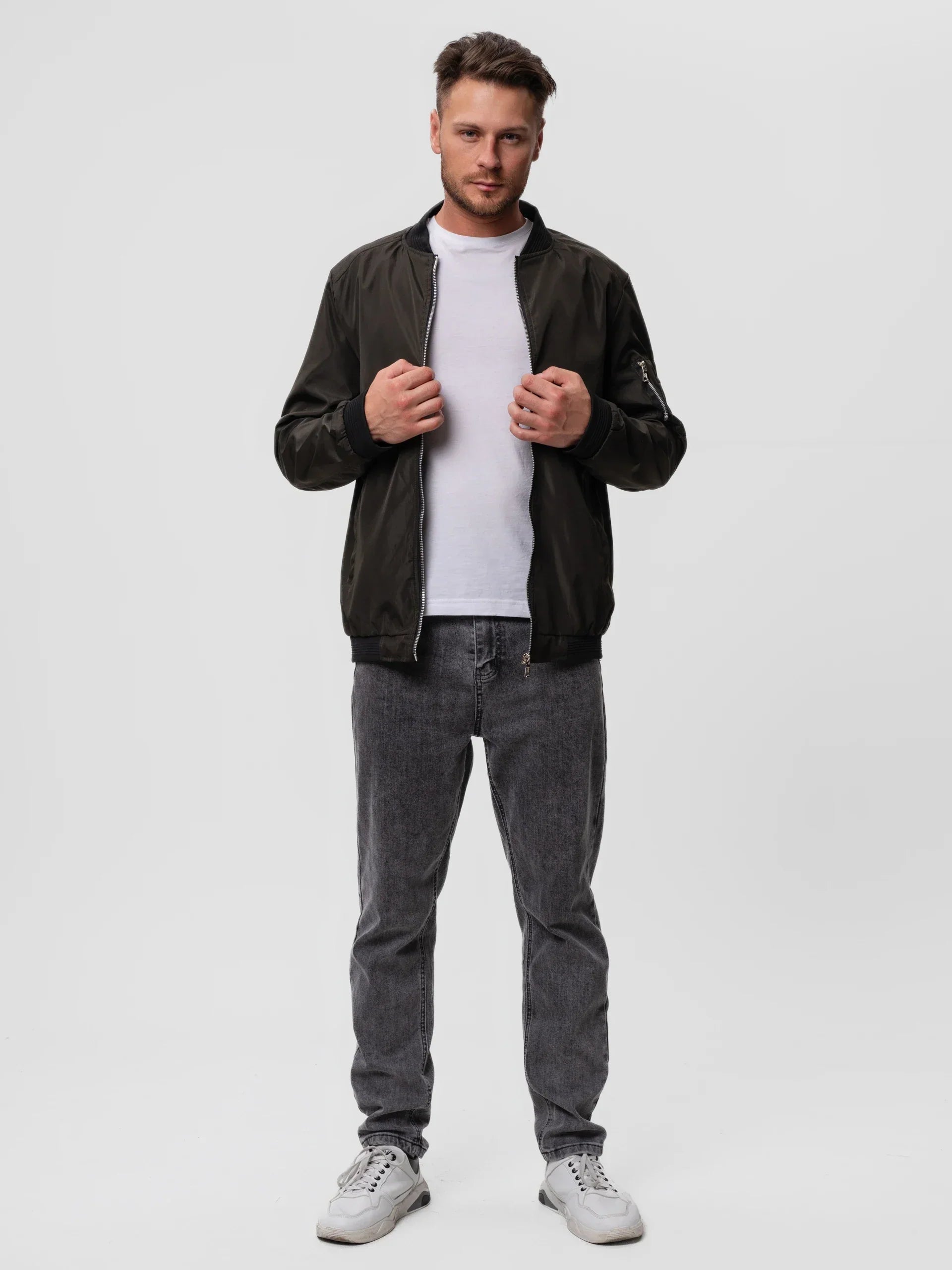 Slim-Fit Herren-Bomberjacke mit Reißverschluss - J&B - 5 - Annoboutique