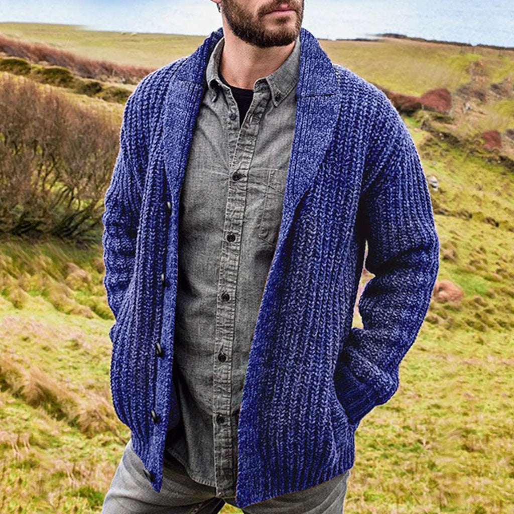 Ewan – Grobstrick-  Kaschmir Cardigan mit Knopfleiste Herren