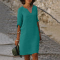 Clara – Damen Kleid mit V-Ausschnitt