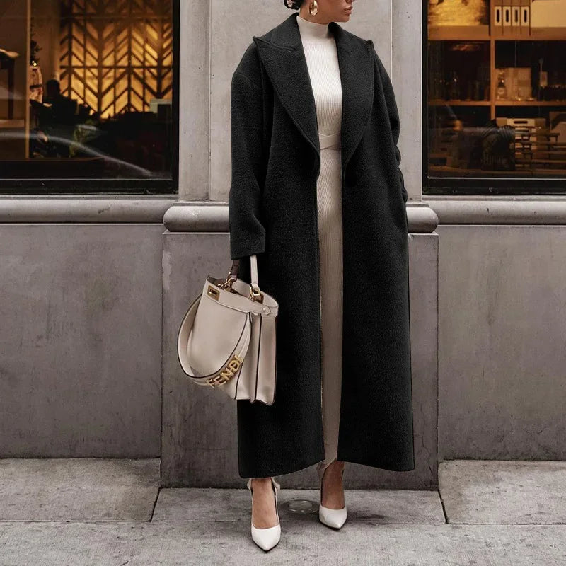 Elwira – Eleganter Maxi-Wollmantel mit weiter Silhouette für Damen