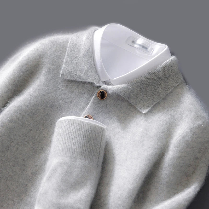 Lucas – Feinstrick Langarm-Polopullover Herren