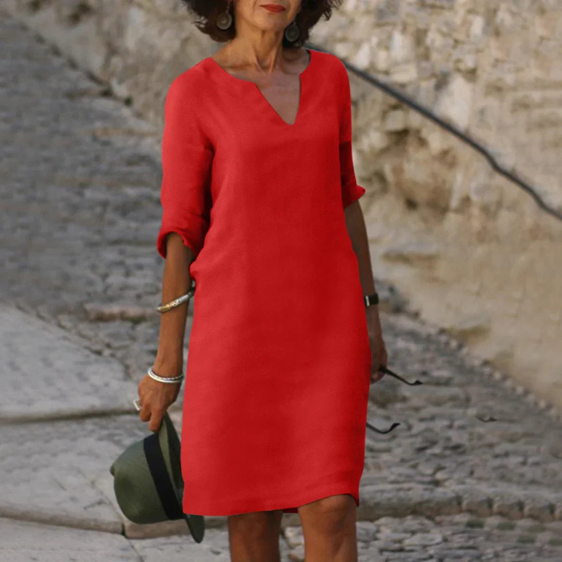 Clara – Damen Kleid mit V-Ausschnitt