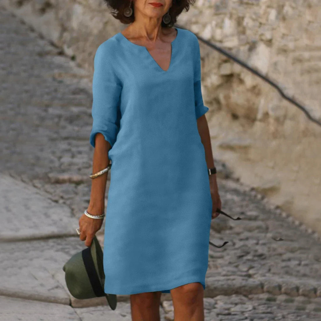 Clara – Damen Kleid mit V-Ausschnitt