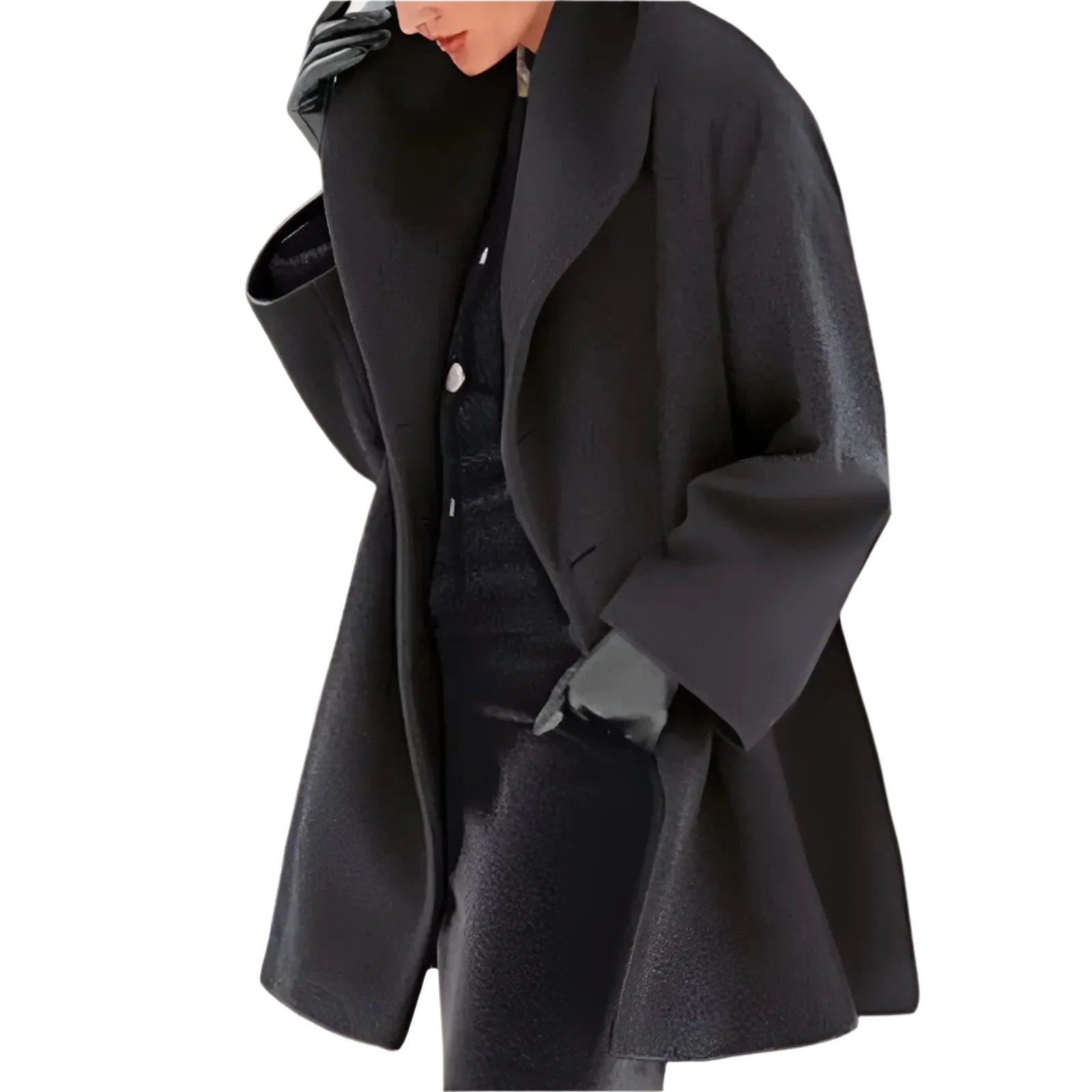 Vivienne – Damen Wolle Wintermantel  mit weitem Reverskragen