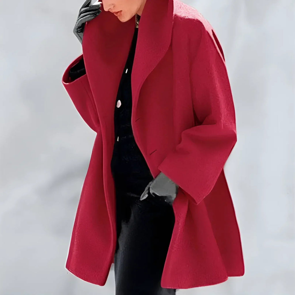 Vivienne – Damen Wolle Wintermantel  mit weitem Reverskragen