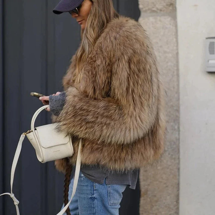 Mila – Damen Kunstfelljacke mit Langarm