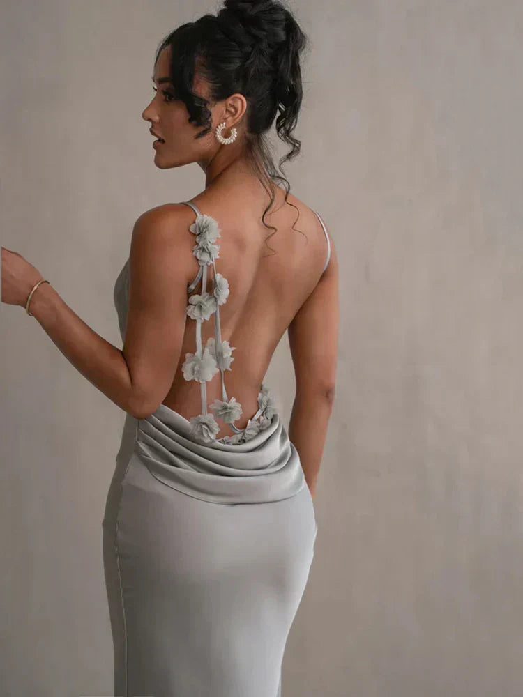 Valeria - Langes Damenkleid mit Rückenfrei-Design