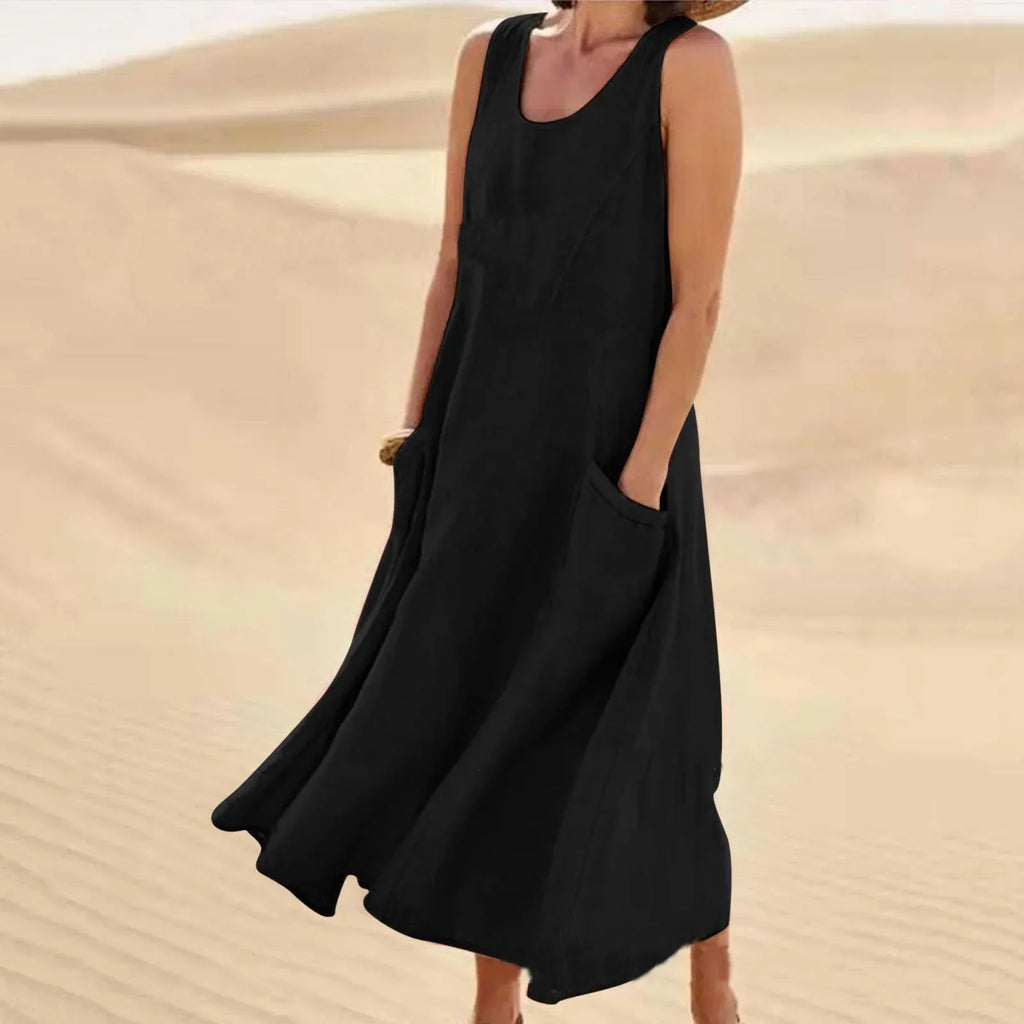 Alina – Ärmelloses Maxikleid mit Taschen