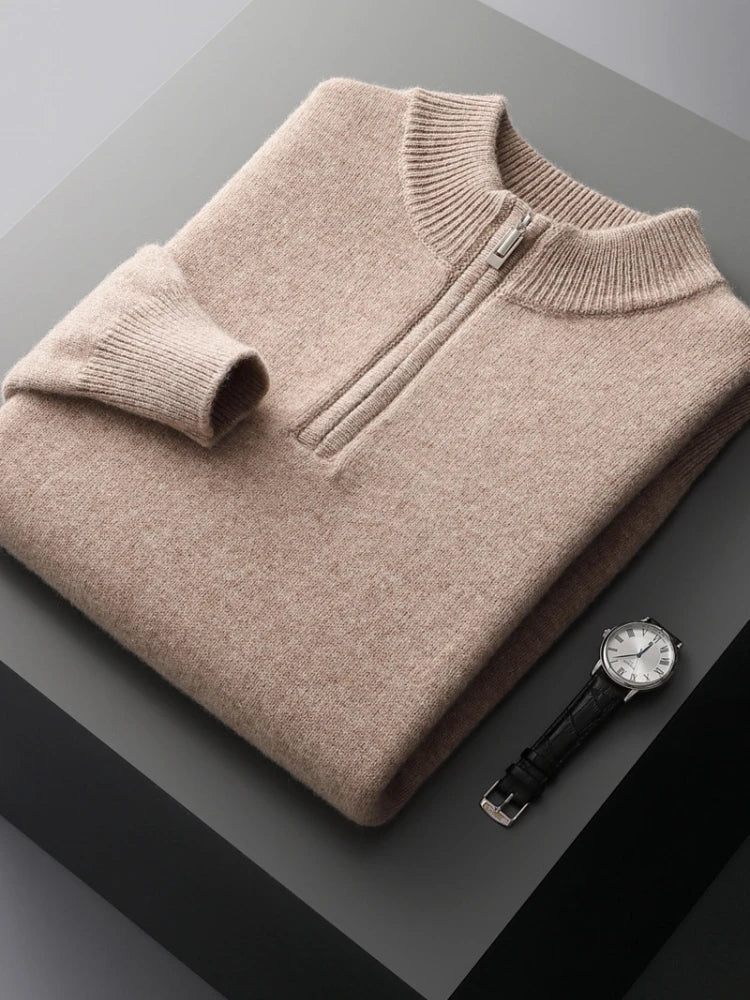 Mateo – Herren Feinstrickpullover Mit Reißverschlusskragen