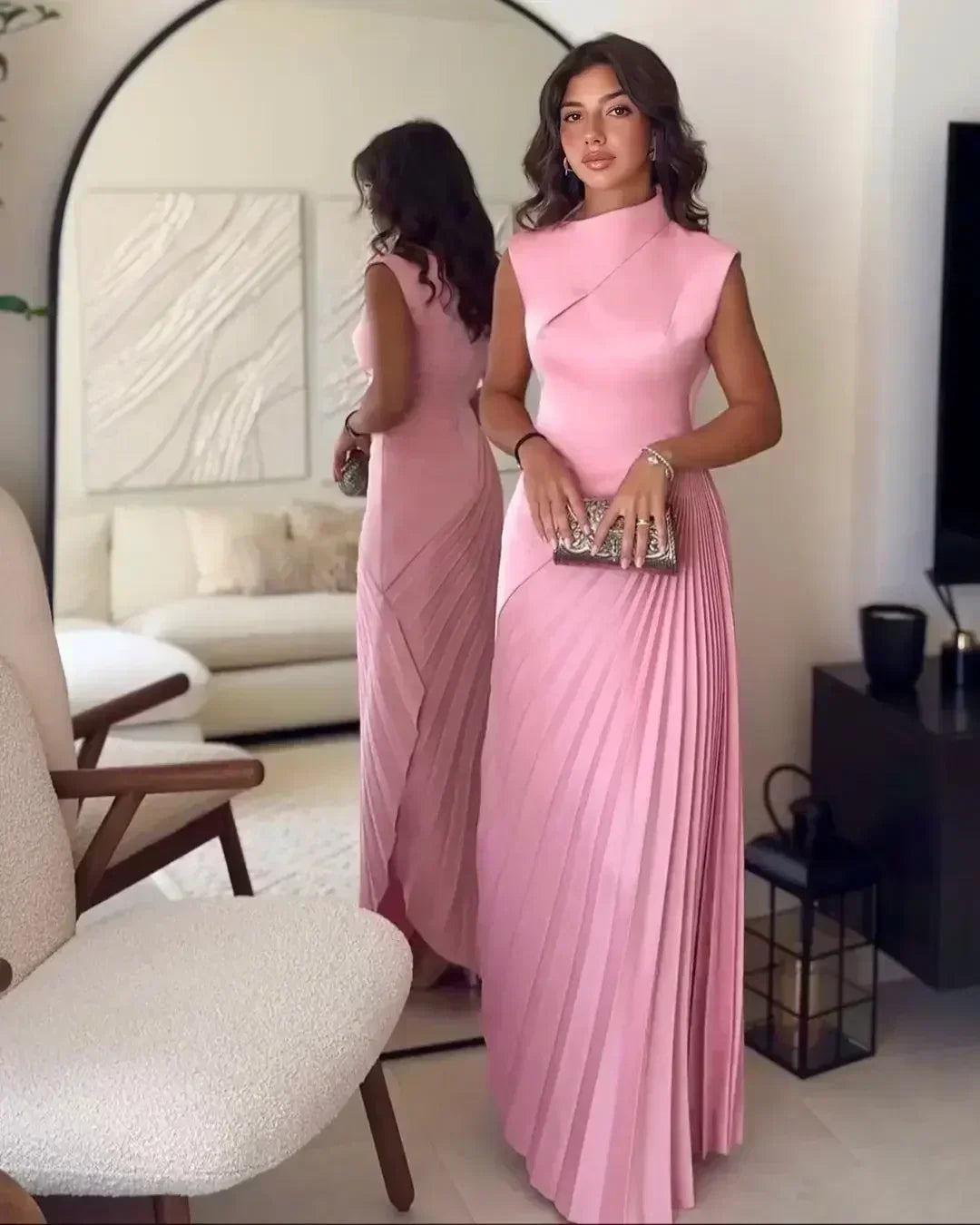 Elena - Langes Plisseekleid für Damen