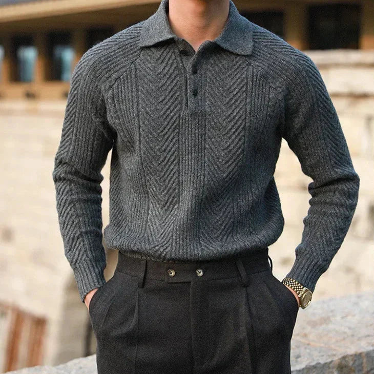 Javier – Eleganter Kaschmir Herren Strickpullover mit Polokragen
